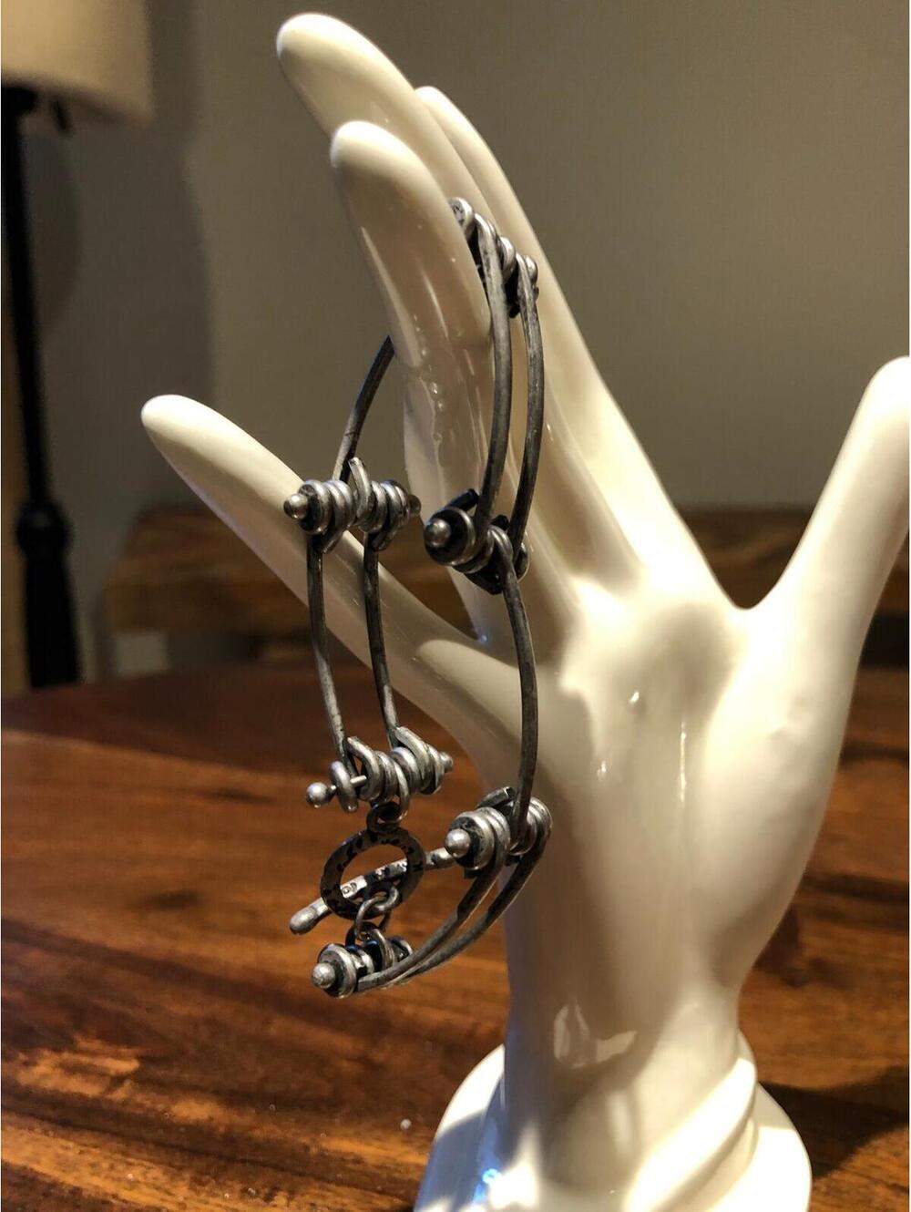 Brutalist chain bracelet, length is 7 1/2”, approximately 2.5” diameter